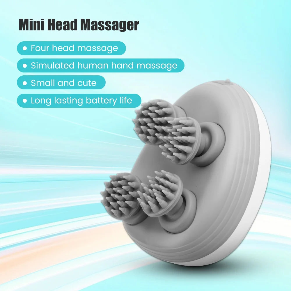 Electric Scalp Massager with 4 Kneading Heads for Hair Growth & Relaxation