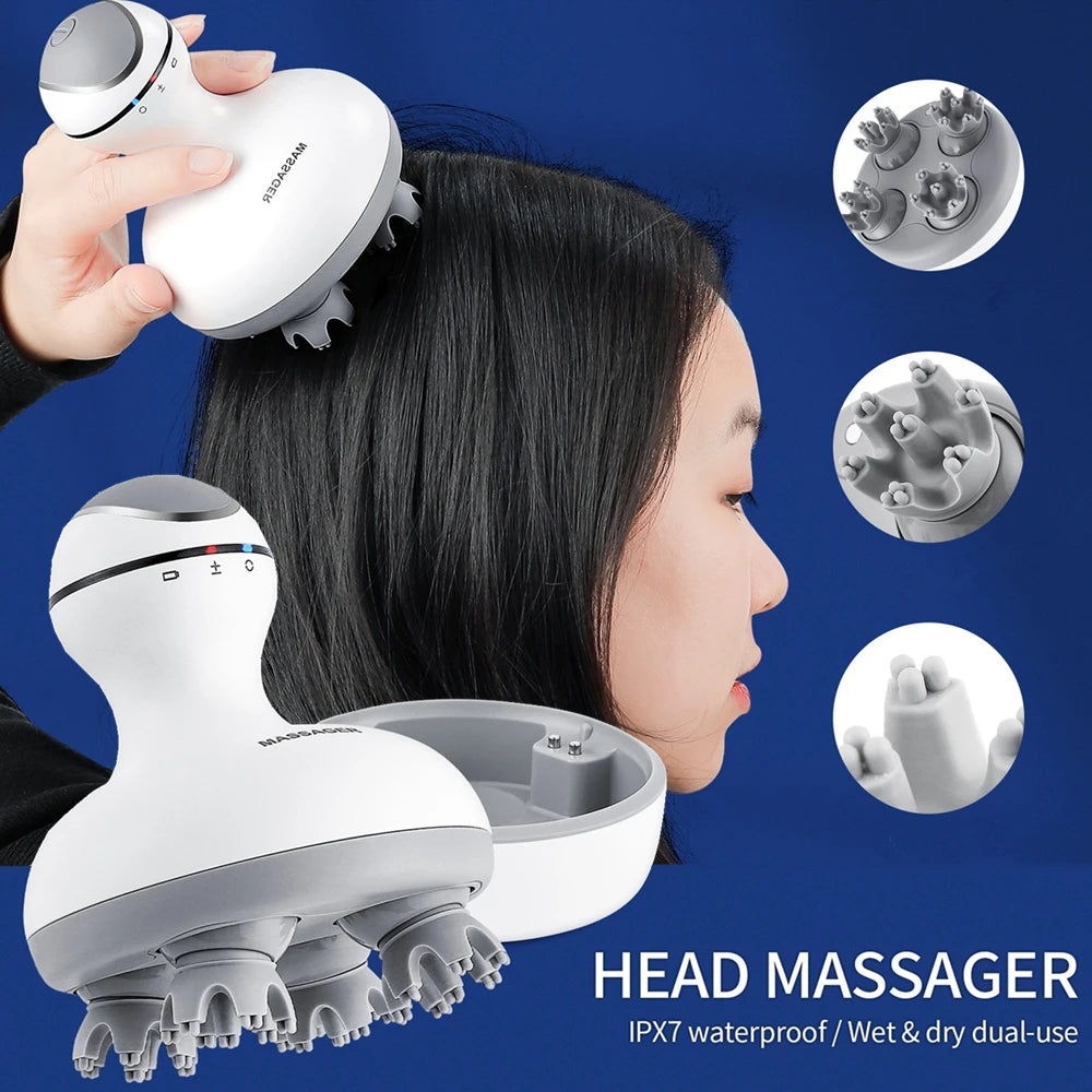 3D Waterproof Electric Scalp Head Massager