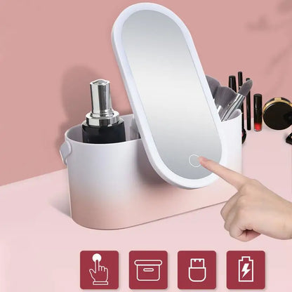 Portable Makeup Train Case with LED Lights Mirror