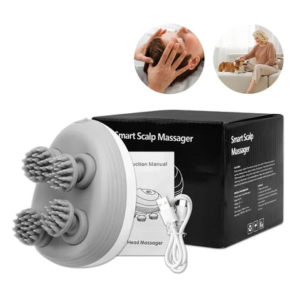 Electric Scalp Massager with 4 Kneading Heads for Hair Growth & Relaxation