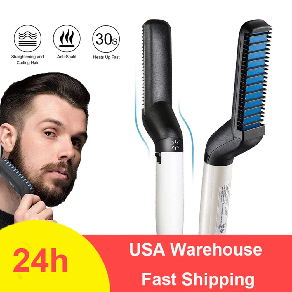 Beard Straightener and Styling Brush for Men