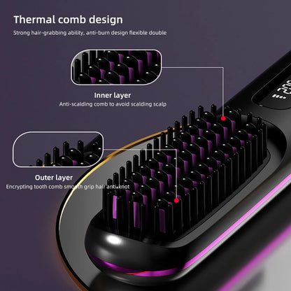 Wireless Ceramic Hair Straightening Comb